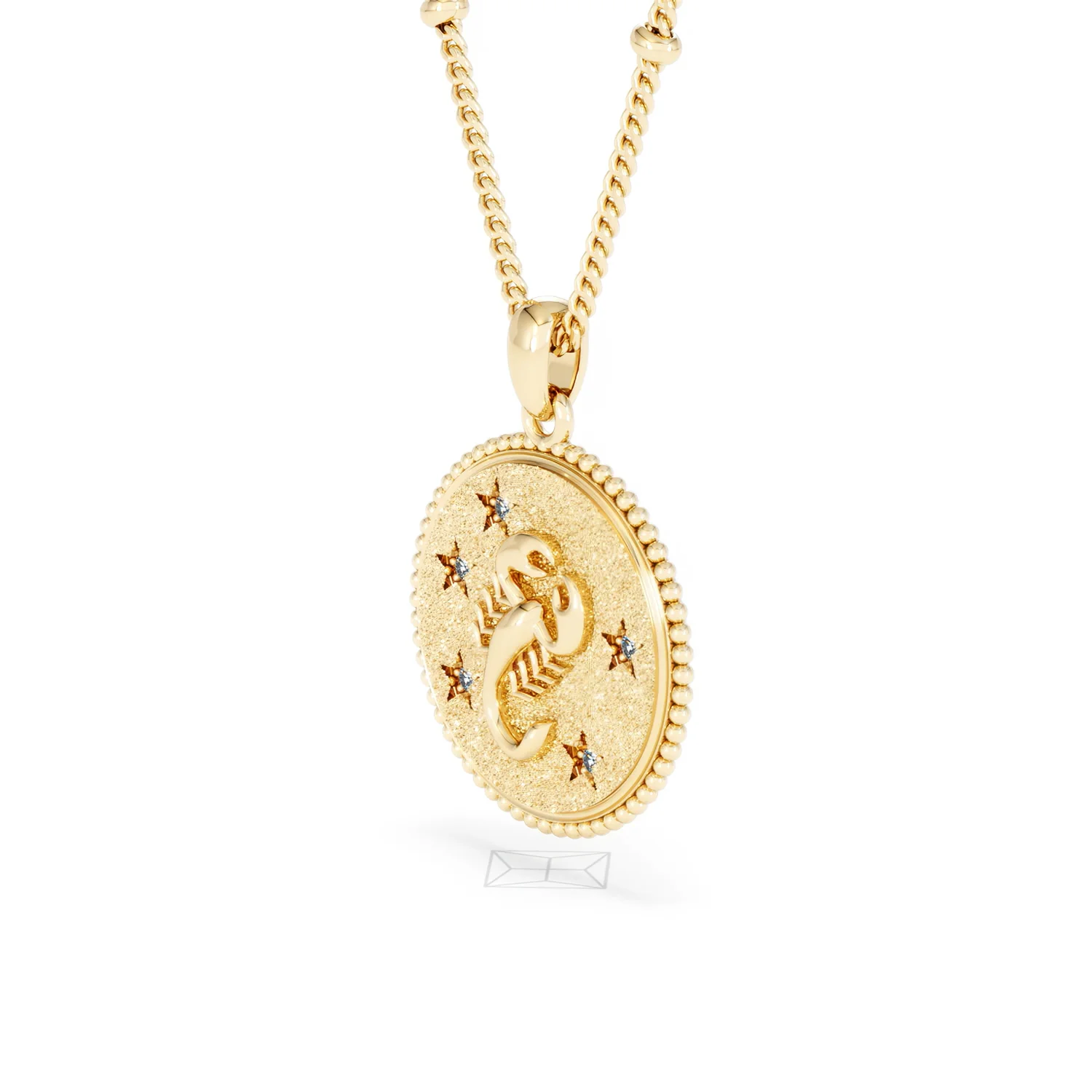 Zodiac Scorpio Necklace Medallion Lab Grown 0.02ct in 18K Gold Vermeil - Image 79