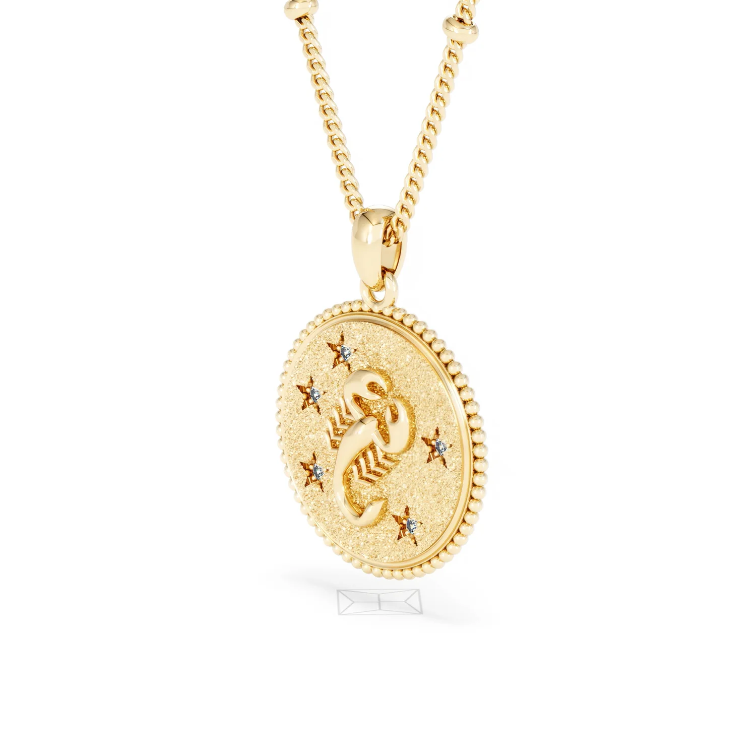 Zodiac Scorpio Necklace Medallion Lab Grown 0.02ct in 18K Gold Vermeil - Image 80