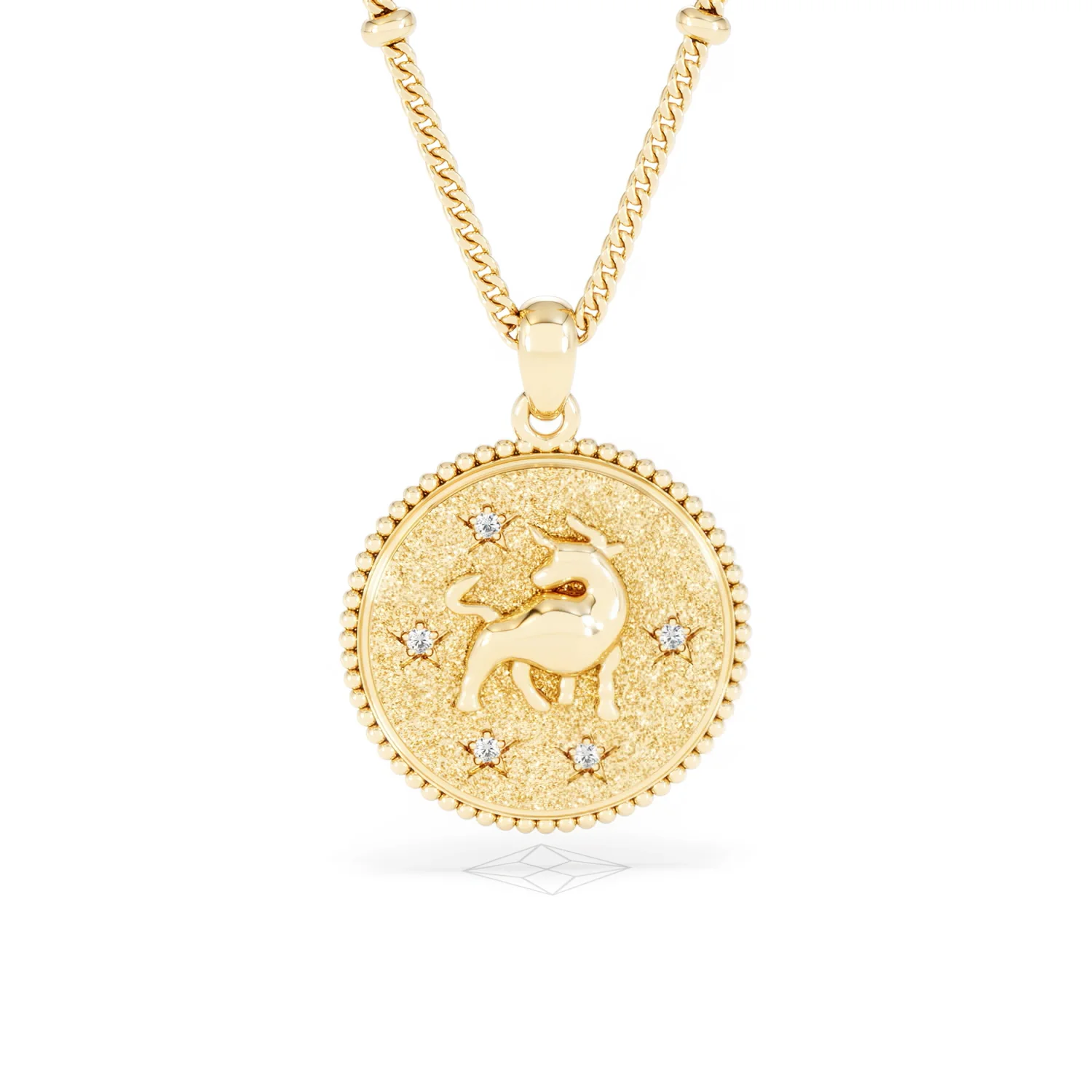Zodiac Taurus Necklace Medallion Lab Grown 0.02ct in 18K Gold Vermeil - Image 10