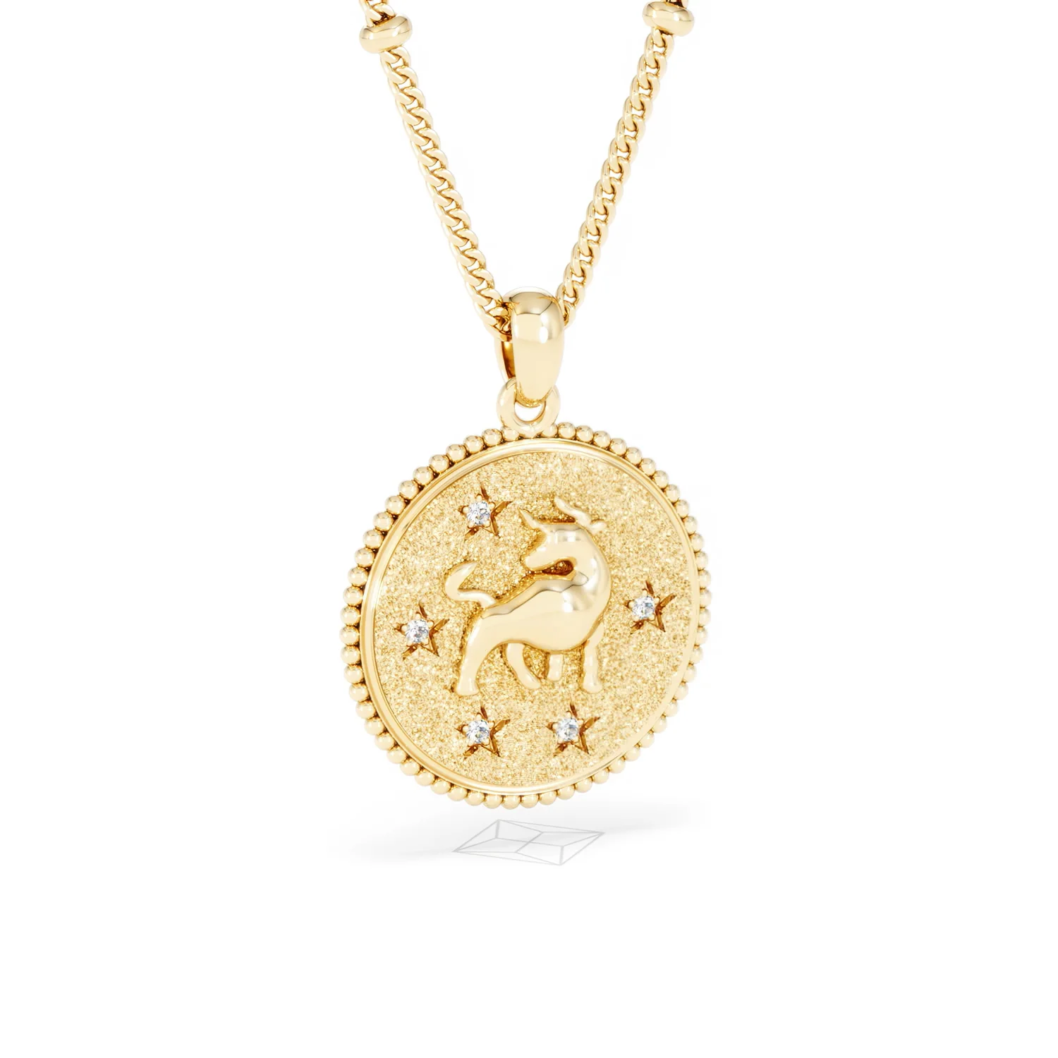 Zodiac Taurus Necklace Medallion Lab Grown 0.02ct in 18K Gold Vermeil - Image 14
