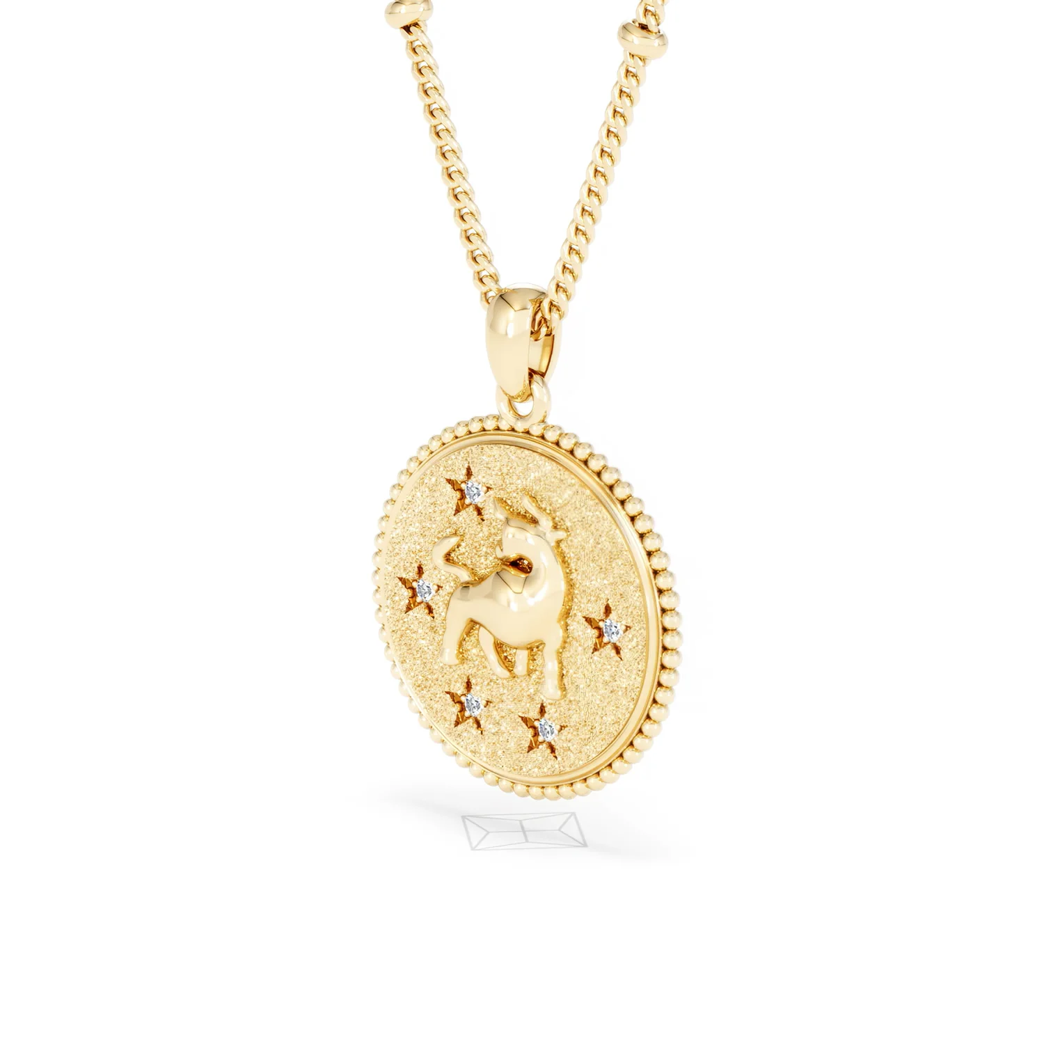 Zodiac Taurus Necklace Medallion Lab Grown 0.02ct in 18K Gold Vermeil - Image 80