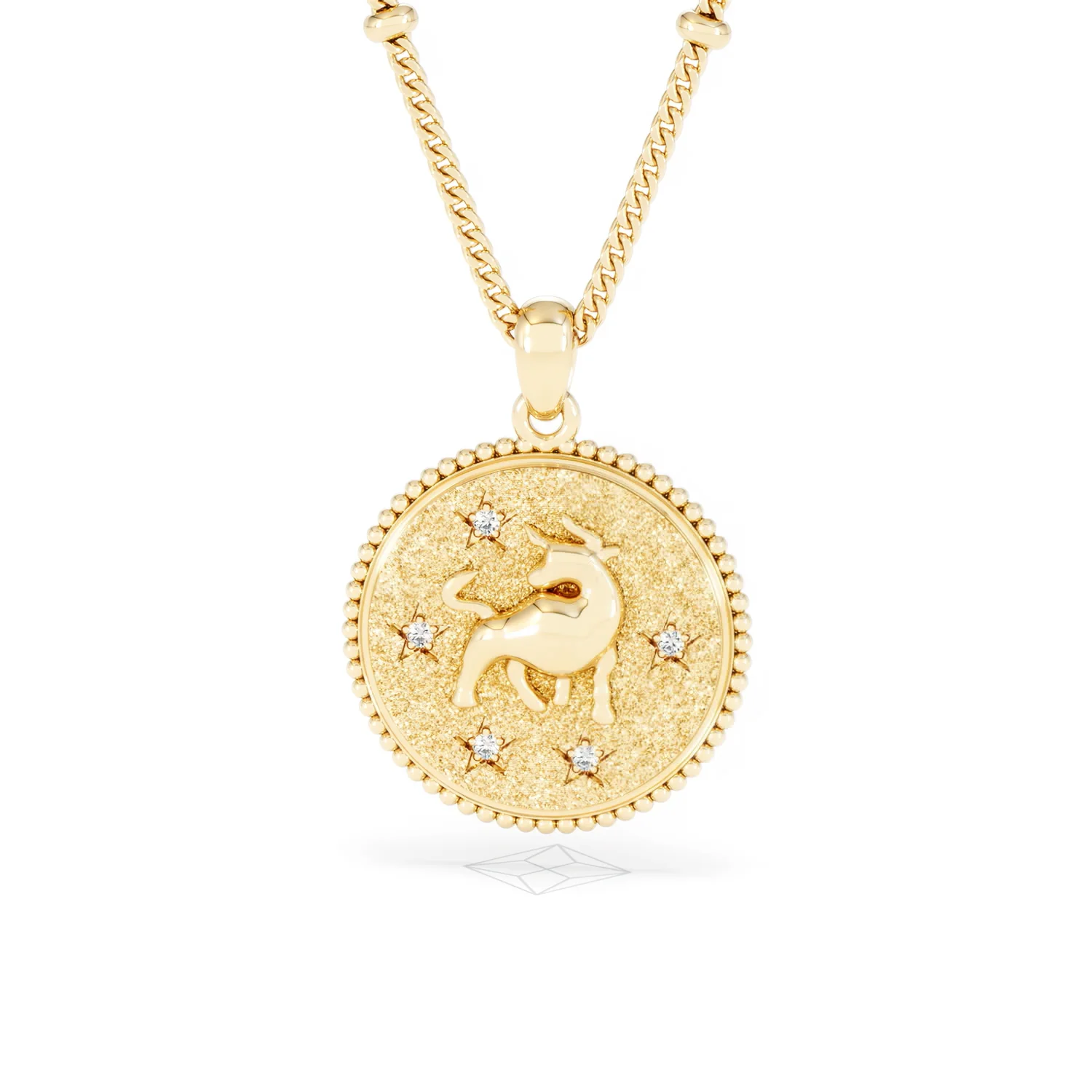 Zodiac Taurus Necklace Medallion Lab Grown 0.02ct in 18K Gold Vermeil - Image 87