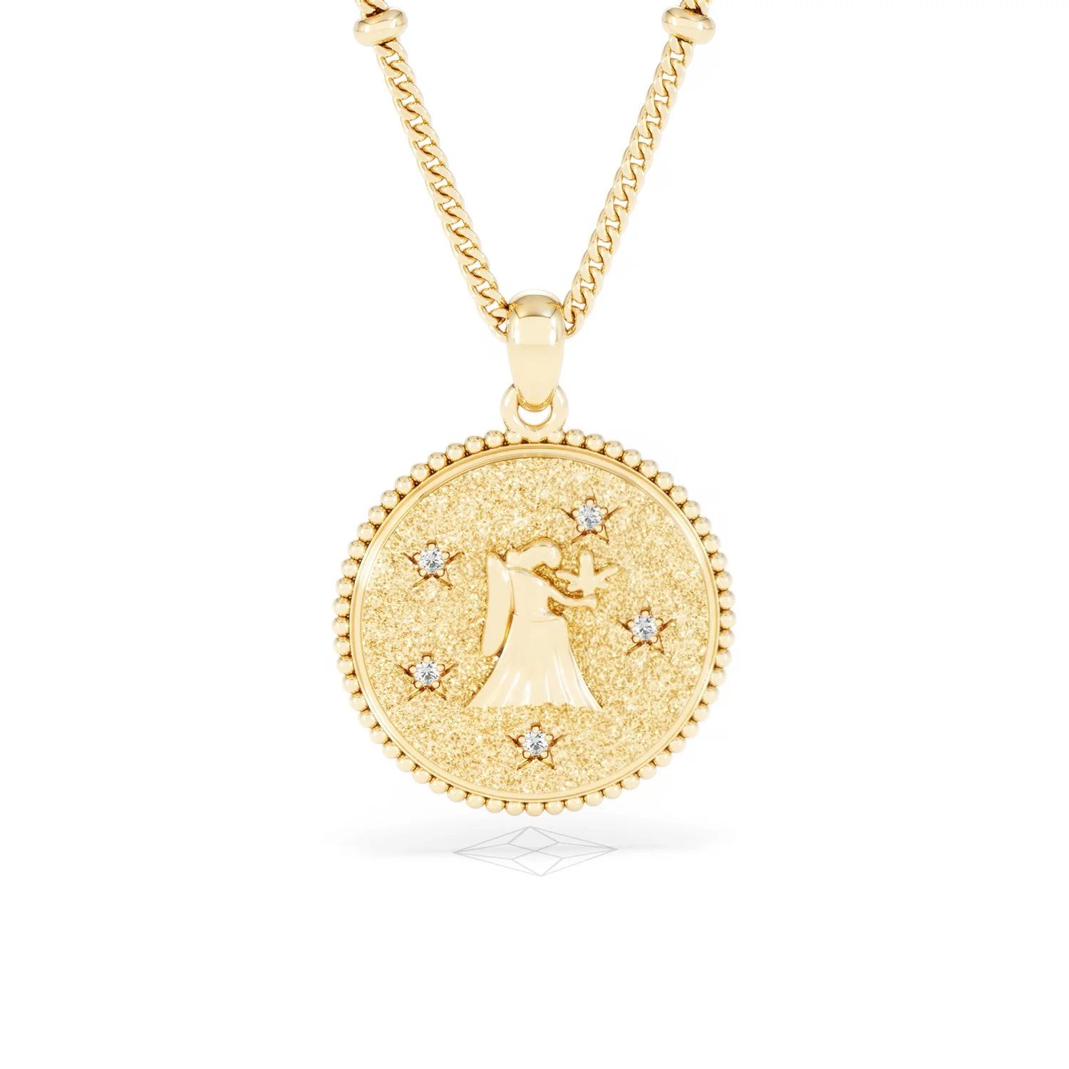 Zodiac Virgo Necklace Medallion Lab Grown 0.02ct in 18K Gold Vermeil - Image 10