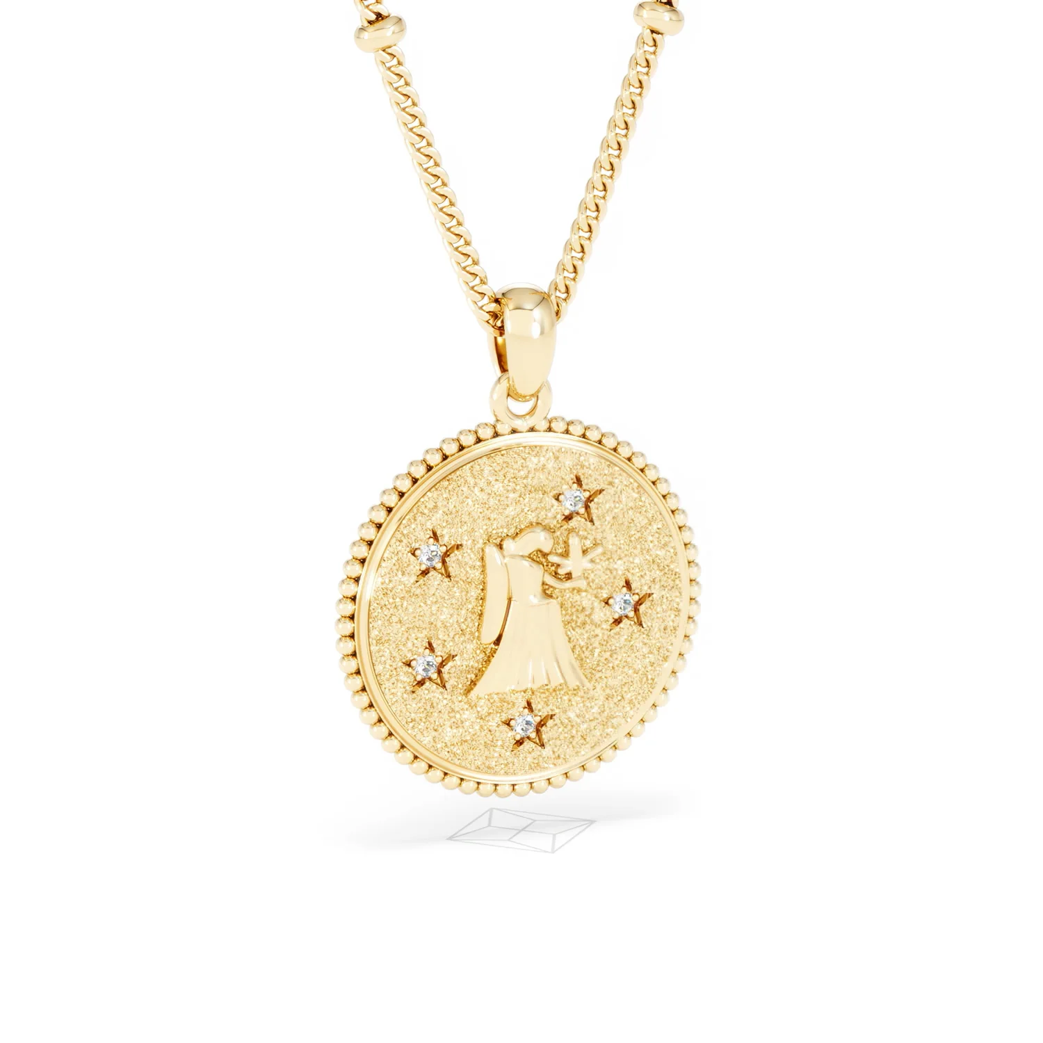 Zodiac Virgo Necklace Medallion Lab Grown 0.02ct in 18K Gold Vermeil - Image 14