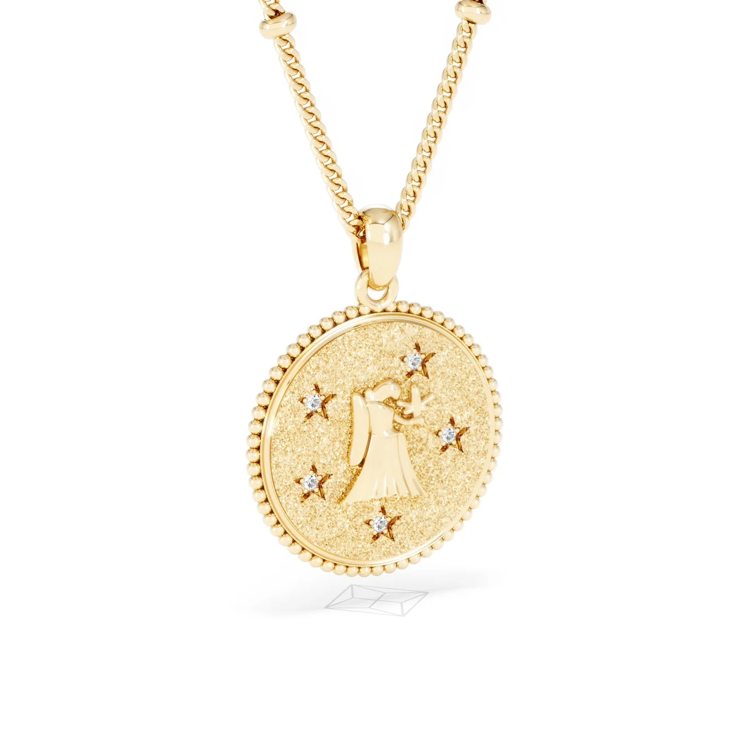 Zodiac Virgo Necklace Medallion Lab Grown 0.02ct in 18K Gold Vermeil - Image 15