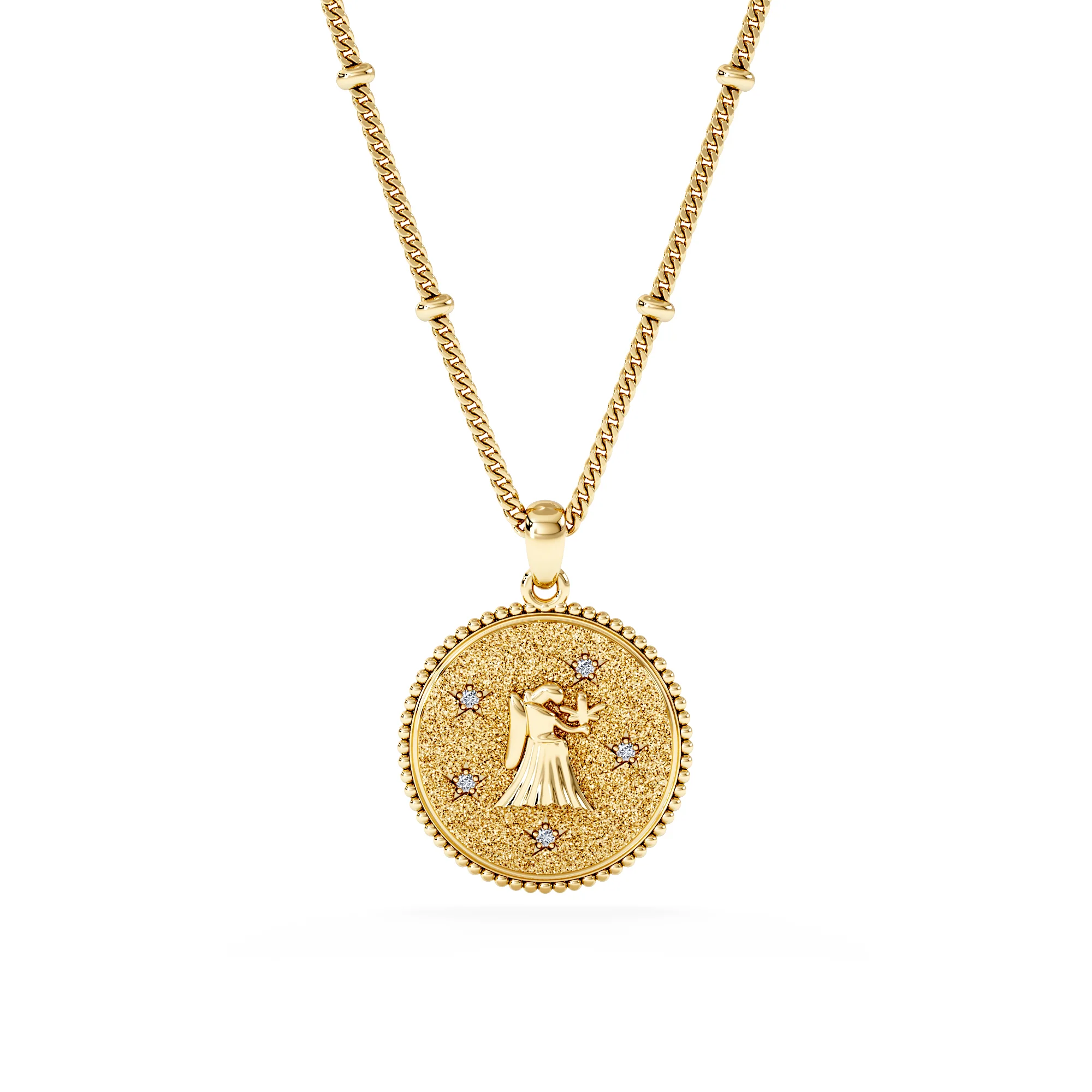 Zodiac Virgo Necklace Medallion Lab Grown 0.02ct in 18K Gold Vermeil - Image 3
